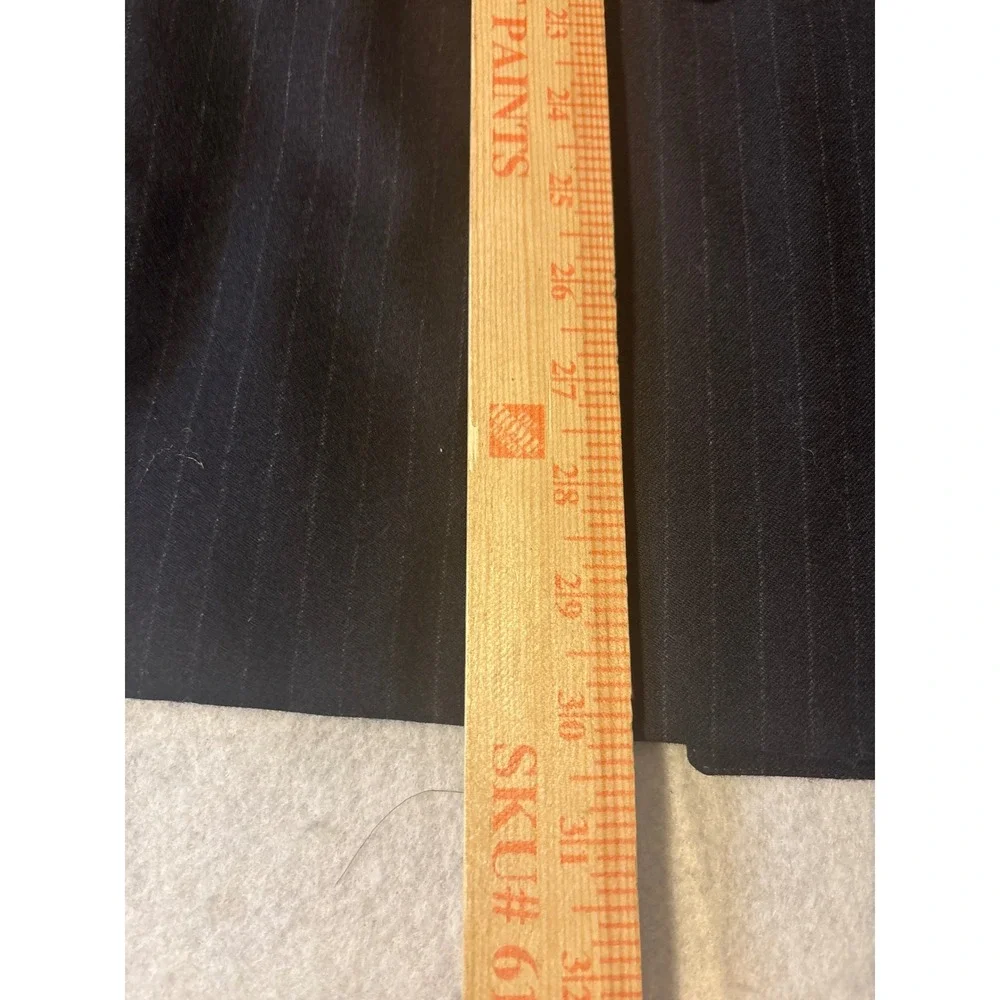 The Rhodes Pinstripe Suit Mens Navy Blue Double Breasted‎ Peak Lapel Sz 38.5R